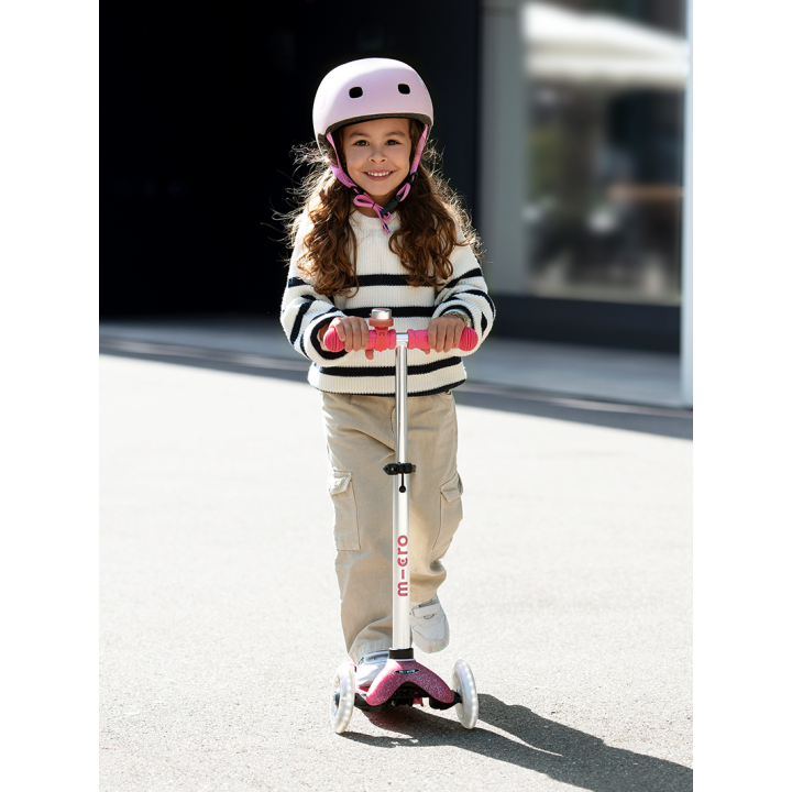 Trottinette enfant Mini Micro Deluxe Glitter Rose LED