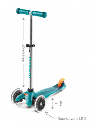 Trottinette 3 roues Mini Micro Plus LED aqua