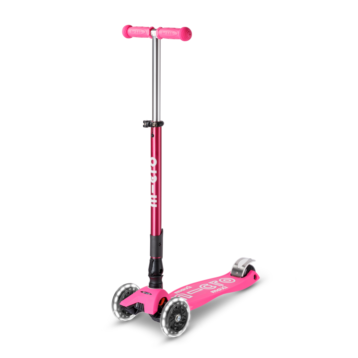 Trottinette enfant Maxi Micro Deluxe pliable Rose LED
