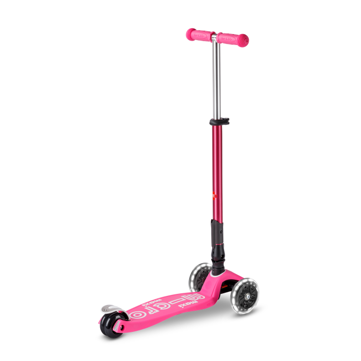 Trottinette enfant Maxi Micro Deluxe pliable Rose LED