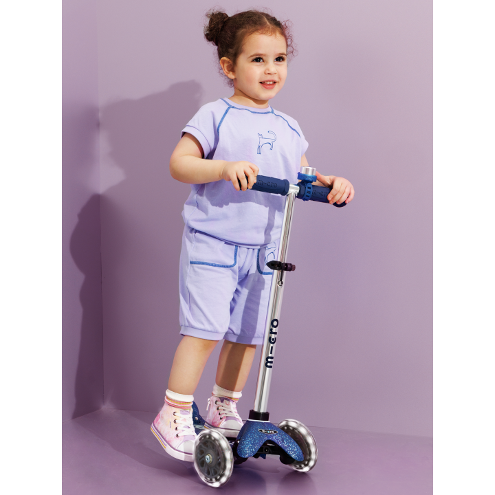 Trottinette enfant Mini Micro Deluxe Glitter Rose LED