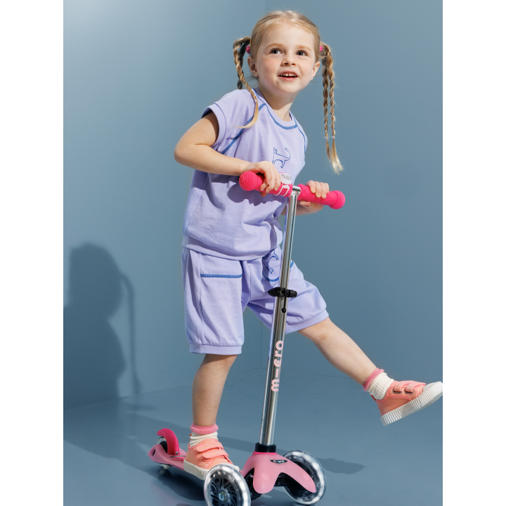 Trottinette enfant Mini Micro Deluxe Glitter Rose LED