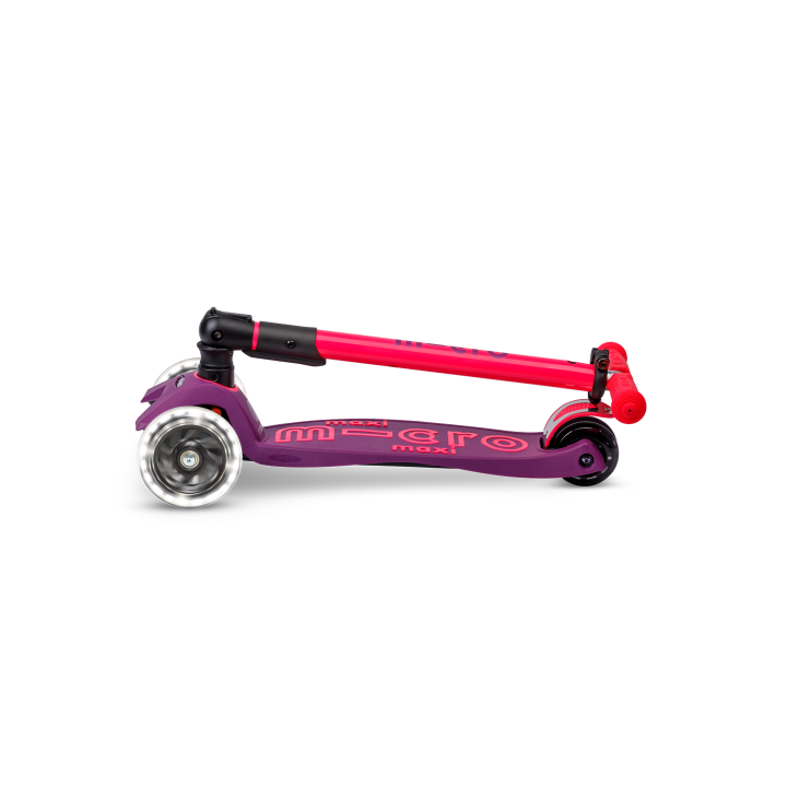 Trottinette enfant Maxi Micro Deluxe pliable Néon Rose LED