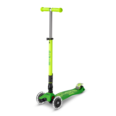 Trottinette enfant Maxi Micro Deluxe pliable Néon Vert LED