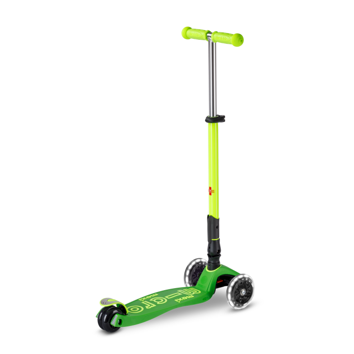 Trottinette enfant Maxi Micro Deluxe pliable Néon Vert LED