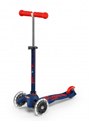Trottinette 3 roues Mini Micro Deluxe Bleu Marine LED - Presque Parfaits