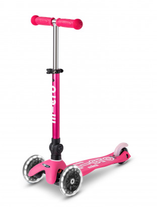 Trottinette 3 roues Mini Micro Deluxe Rose pliable LED - Presque Parfaits