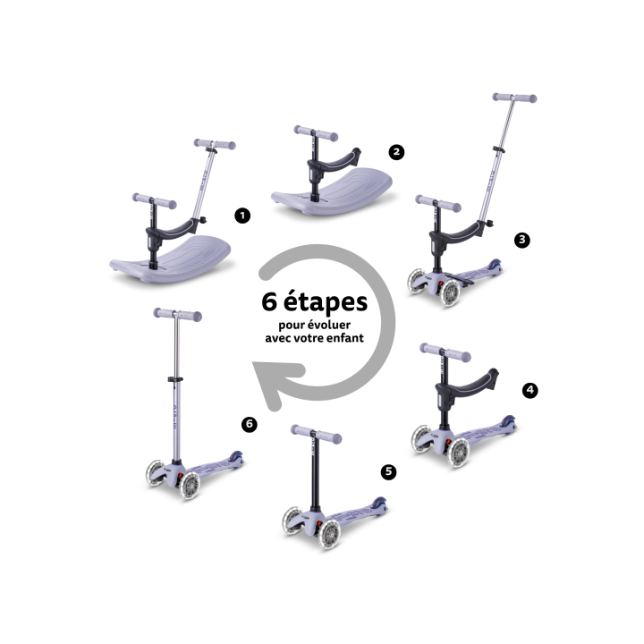 Trottinette Mini Micro Deluxe Rock & Go Lavande LED