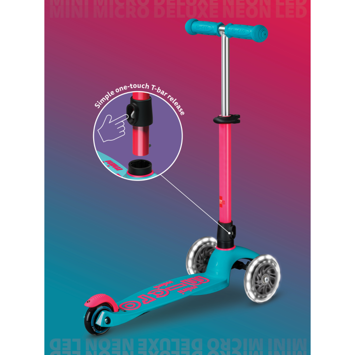 Trottinette 3 roues Mini Micro Deluxe Neon LED Marine Pink
