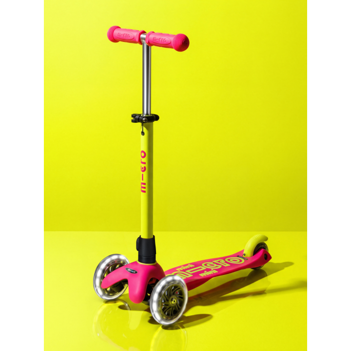 Trottinette 3 roues Mini Micro Deluxe Neon LED Flamingo Yellow