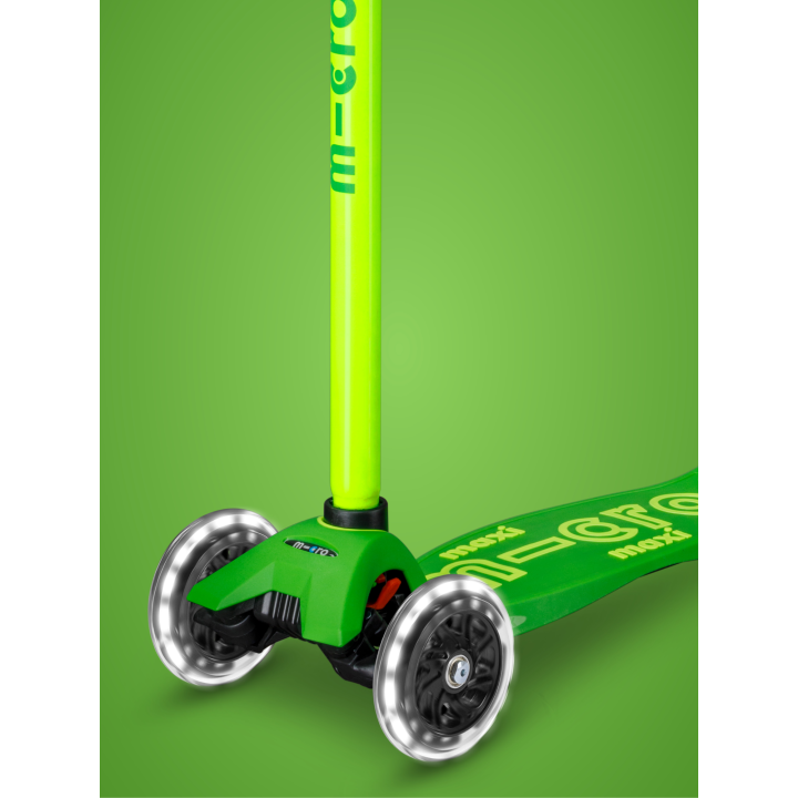 Trottinette enfant Maxi Micro Deluxe Néon Vert LED