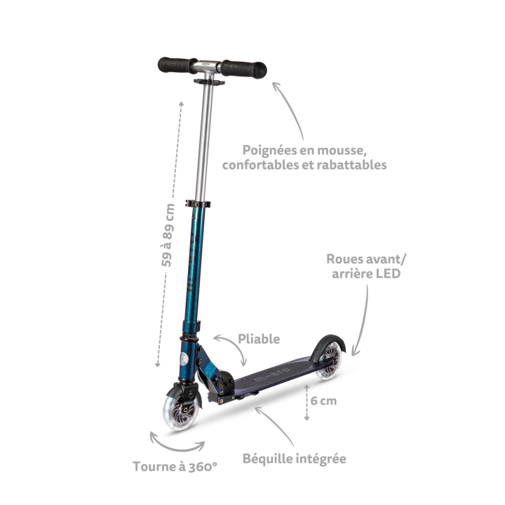 Trottinette enfant Micro Sprite Pearl Blue Purple LED - Micro Mobility