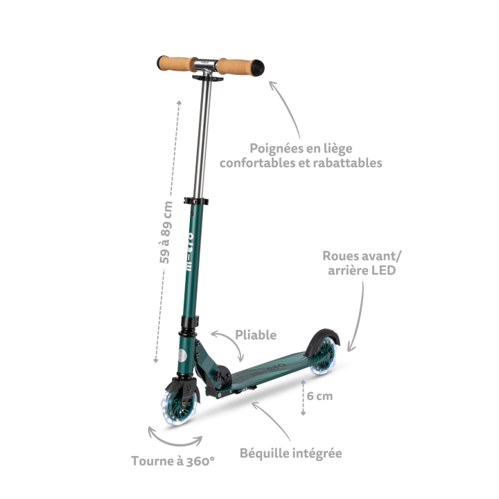 Trottinette enfant Micro Sprite ECO Vert LED - Micro Mobility