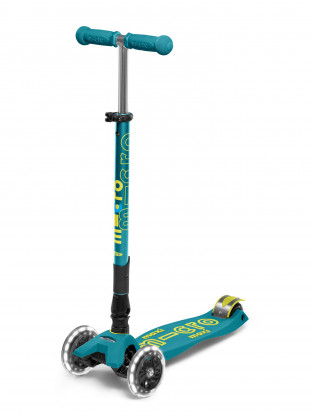 Trottinette enfant Maxi Micro Deluxe pliable Bleu Pétrole LED - Presque Parfaits