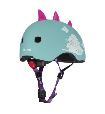 casque pour enfant bleu avec des cornes de dragon en 3D pour trottinette